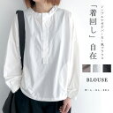 【7.23限定クーポンで2412円】シャツ レディース トップス ブラウス 長袖 春 綿 白シャツ ホワイト 綿シャツ シャツブラウス 長袖シャツ 無地 ラウンドネック パーカー風 大きいサイズ ゆったり 可愛い 体型カバー ギャザー コーデ 春 ポケット付き 通勤 通学