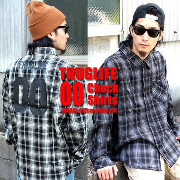 THUGLIFE / サグライフ 長袖シャツ ナンバリング L/S チェックシャツ ブラック グレー ホワイト 黒 灰 白 メンズ ファッション あす楽 即日発送 厚手 アメカジ ストリート ルード スケート STREET 大きいサイズ トップス 春 秋 冬 HIPHOP ヒップホップ B系 ギャングスタ