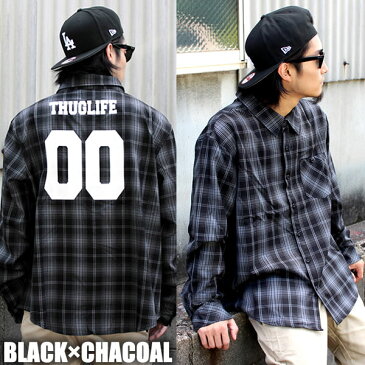 THUGLIFE / サグライフ 長袖シャツ ナンバリング L/S チェックシャツ ブラック グレー ホワイト 黒 灰 白 メンズ ファッション あす楽 即日発送 厚手 アメカジ ストリート ルード スケート STREET 大きいサイズ トップス 春 秋 冬 HIPHOP ヒップホップ B系 ギャングスタ