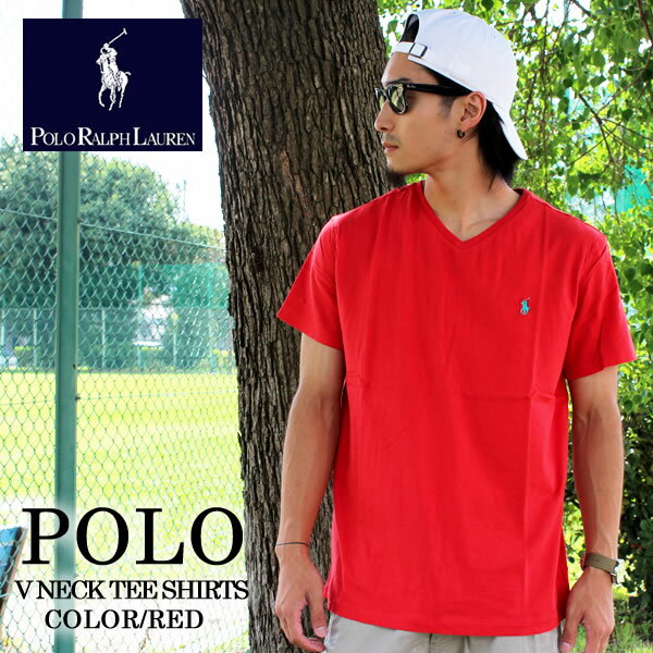 POLO RALPH LAUREN ポロ ラルフローレン Vネックティー レッド 710538134005 赤 半袖 Tシャツ ポニー ビッグポニー Vネック メンズ レディース ファッション アメカジ おしゃれ ワンポイント 刺繍 あす楽 即日発送 春 夏 US ロゴ LOGO