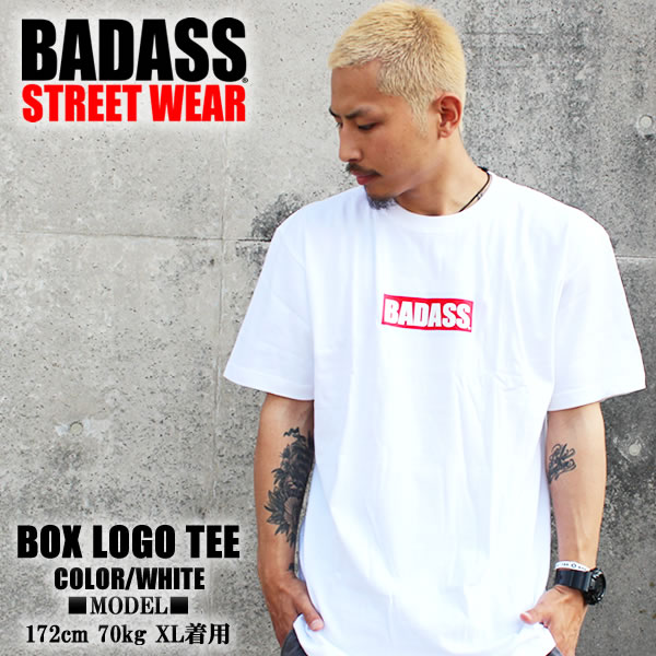 BADASS BOX LOGO バダス Tシャツ ホワイト 白 メンズ レディース ファッション ストリート B系 スケー..