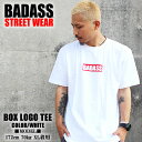 BADASS BOX LOGO バダス Tシャツ ホワイト 白 メンズ レディース ファッション ストリート B系 スケート BADASS STREET WEAR オシャレ ダンス 衣装 キッズ 大きいサイズ トップス 服 スポーツ アウトドア SKATE SPORTS ロゴ 春 夏 ヒップホップ HIPHOP