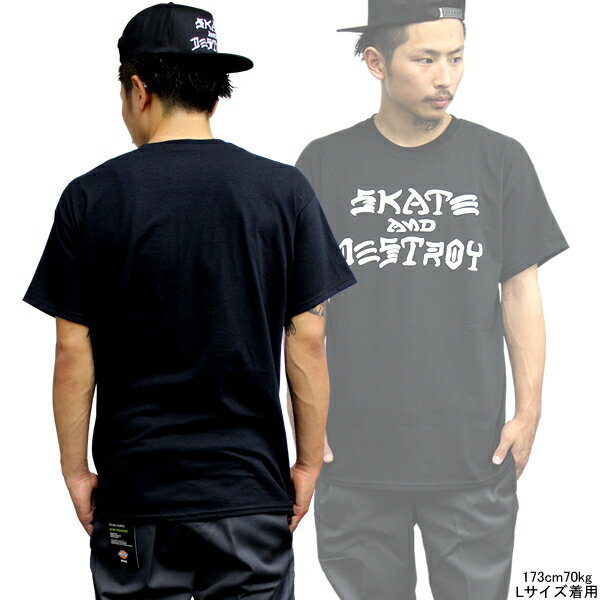 THRASHER スラッシャー US直輸入 半袖Tシャツ SKATE&DESTROY S/S Tシャツ ブラック 黒 スケーター SKATE ストリート STREET B系 メンズ レディース ファッション あす楽 即日発送 スケート スポーツ SPORTS 春 夏 ロゴ LOGO プリント アイコン