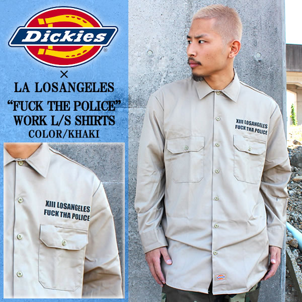 Dickies × LA 長袖 カスタム ワークシャツ F.T.P ロングスリーブ メンズ ファッション あす楽 ワーク アメカジ ストリート ルード スケート B系 ロゴ プリント