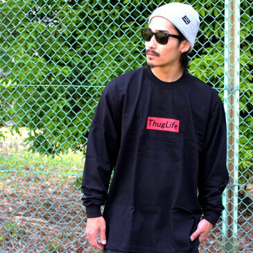 THUGLIFE / サグライフ 長袖Tシャツ THUG PRODUCT TEE / 黒×赤 ブラック レッド B系 HIPHOP アウトロー メンズ ファッション クルーネック ロンティ ロンT 丸首 ロング丈 リブ付き ストリート アメカジ 丈夫 プロクラブ proclub 大きいサイズ トップス ロゴ 春 夏 秋 冬