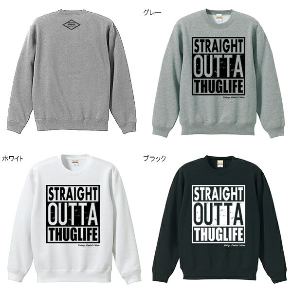 待望の再入荷！！THUGLIFE サグライフ トレーナー OUTTA ボックスロゴ クルーネック 3カラーメンズファッション トップス アウター大 小 クルーネック 秋冬 メンズ 冬物 秋物 裏起毛 スウェットプリント 無地 部屋着 普段着 あす楽