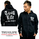 待望の再入荷！！オリジナル THUGLIFE サグライフ 長袖スウェットセットアップ THUGLIFEペイズリーロゴ ブラックセットアップ スウェット 上下セット メンズ レディース パーカー スエット ファッション メンズ