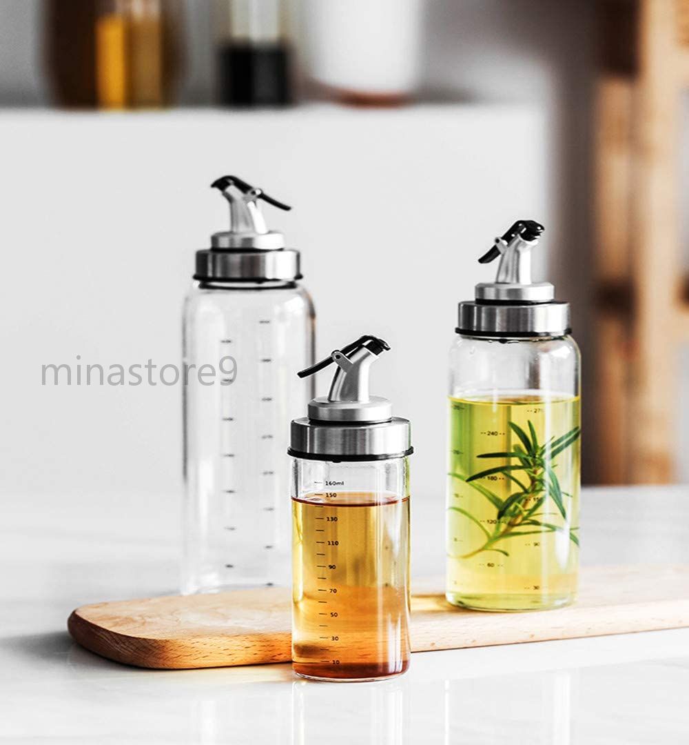 家庭キッチン用 ガラス オイルボトル オイルポット 醤油ボトル 酢ボトル ドレッシング ボトル 漏れ止め..