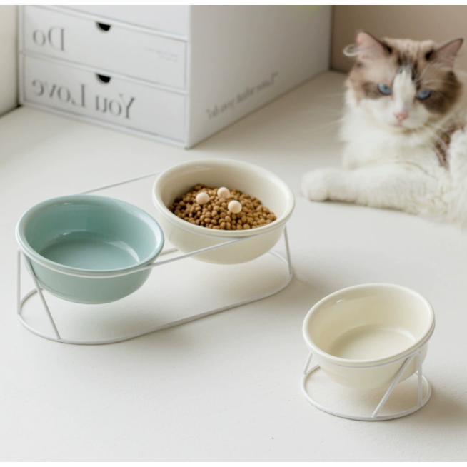 猫 犬 フードボウル 食器台 傾斜 陶器 水入れ 斜め 食器 食べやすい 高さ 水飲み セラミック ペット食..