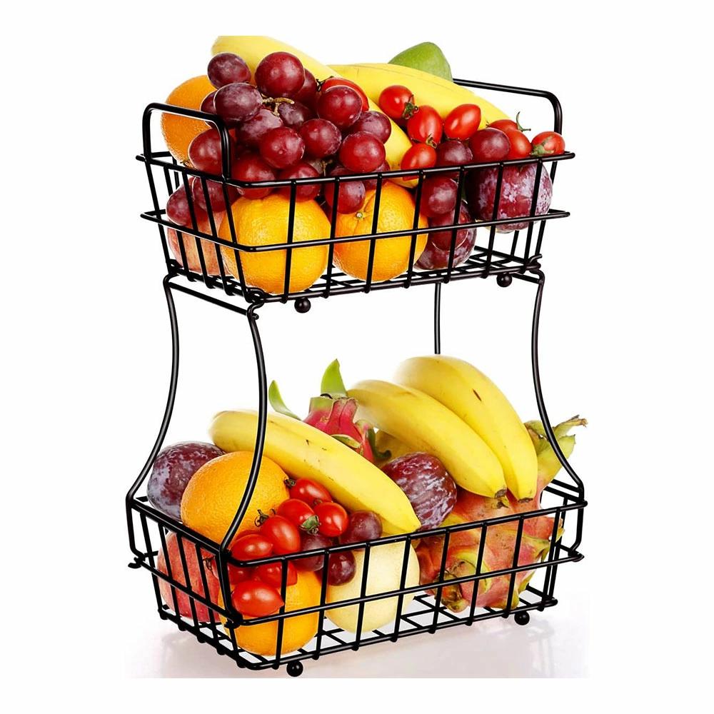 フルーツスタンド 2層 鉄製 北欧 フルーツ 2段 果物 小物入れ 鉄メッシュ編みフルーツバスケット フル..
