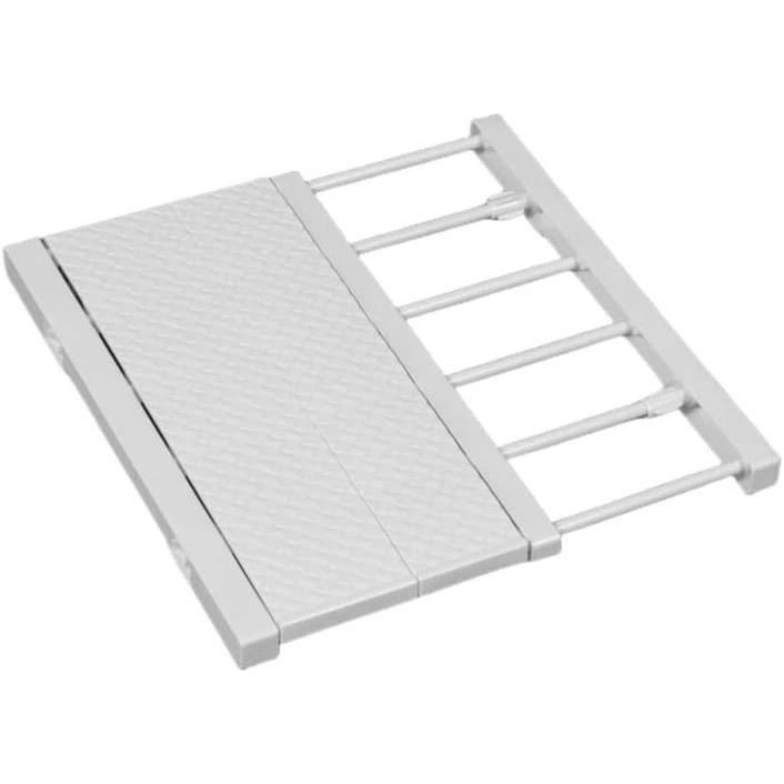 収納ラック 伸縮 つっぱり棚 突っ張り棚 強力伸縮棚 強い負荷 ッシュ棚付 ドリル不要 ワイド幅 ホワイ..