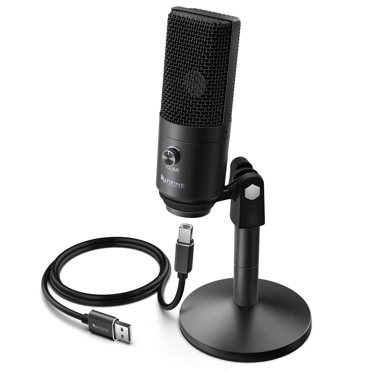 【公式ブランド・限定復刻】USBマイクロフォン コンデンサーマイク 単一指向性 イヤホン端子付き マイクスタンド高さ調節可能 ABタイプ USBケーブル PC用マイク Skype 録音 ライブ配信 ゲーム実況 在宅勤務 テレワーク Windows Mac PS4対応 マイク ブラック FIFINE K670B