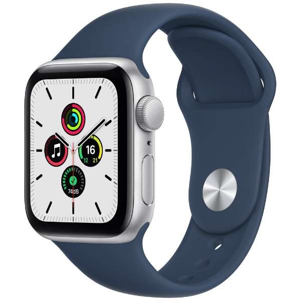 Apple Watch SE（GPSモデル）40mmシルバーアルミニウムケースとアビスブルースポーツバンド MKNY3J/A