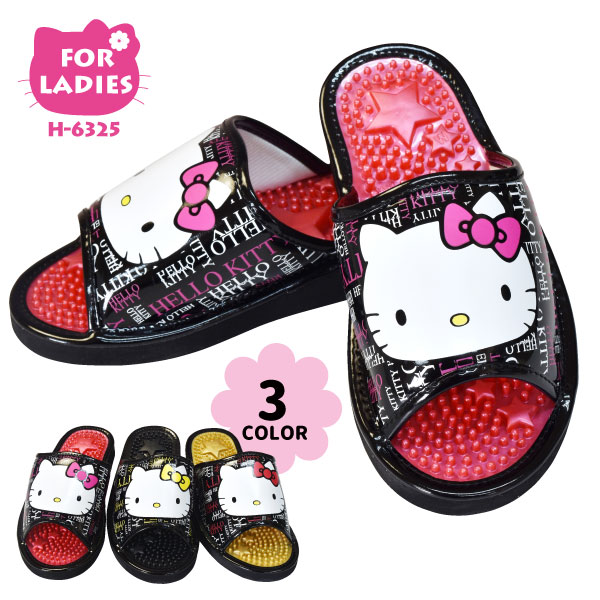 SANRIO（サンリオ）【H-6325】　ハローキティ 健康サンダルロゴデザイン　レディースM-LLサイズ　◆全3色◆[422012]