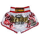 PHENOM MUAYTHAI フェノム ムエタイトランクス 010 キッズ 白×赤/ムエタイパンツ/キックパンツ キックボクシング パンツ 子供 キッズ レディース 子供用 メンズ ジュニア