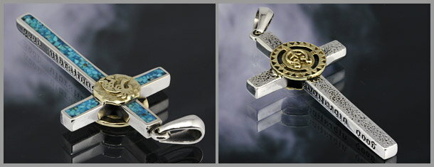 ターコイズ ブルーレジン 真鍮 ココペリ ナジャ クロス 十字架 シルバーアクセ シルバーペンダント ネックレス メンズアクセサリー 送料無料