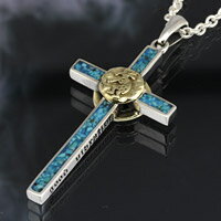 ターコイズ ブルーレジン 真鍮 ココペリ ナジャ クロス 十字架 シルバーアクセ シルバーペンダント ネックレス メンズアクセサリー 送料無料