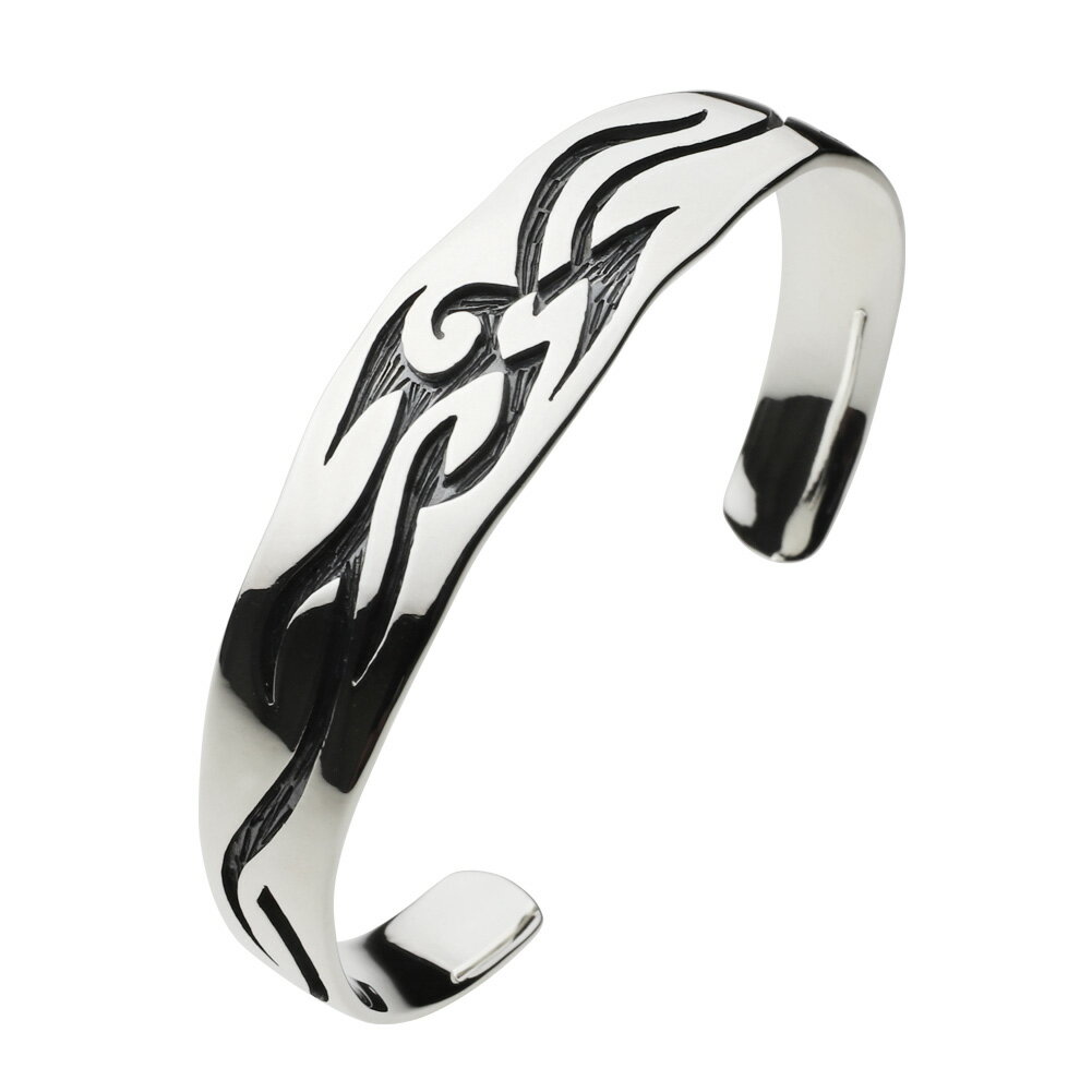 【FIGMART】シルバー925 ブレスレット メンズ【fb0136】トライバル シルバーバングル トライブ 太め 燻し仕上げ 送料無料