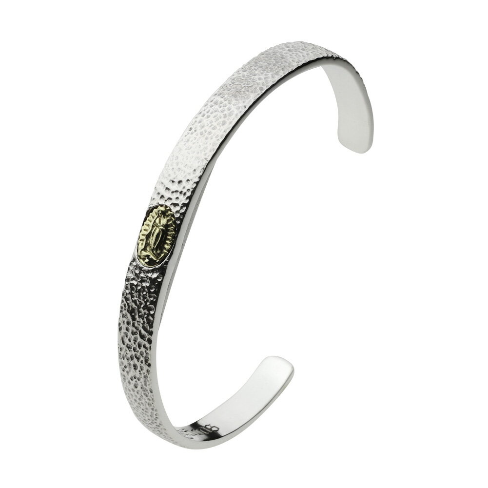 【FIGMART】シルバー925 ブレスレット メンズ【z-fb0166】メキシカン マリア シルバーバングル 聖母 スカル 燻し仕上げ 送料無料