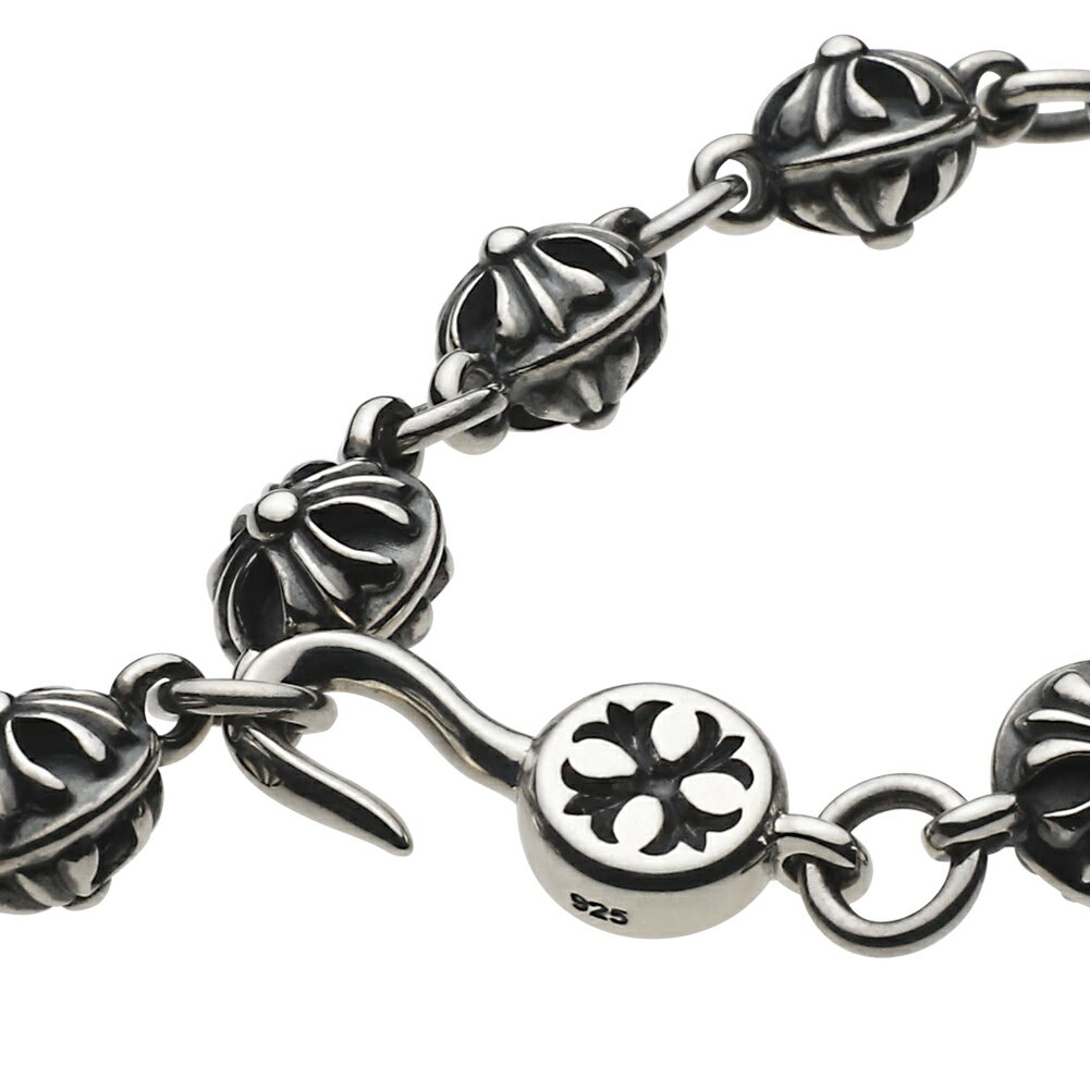 【FIGMART】シルバー925 ブレスレット メンズ【fb0195】クロス ボール シルバーブレスレット 十字架 フック 燻し仕上げ 送料無料