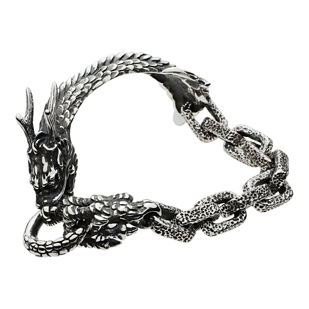 樂天商城 - 【FIGMART】 FIG-fb0200 ドラゴン チェーン ブレスレット シルバー925 シルバーアクセサリー 19センチ 純銀 925 龍 竜 鱗 ウロコ 神獣 いぶし 彫金 立体感 重厚感 ゴシック 和柄 アメカジ ごつい 大きい 重い 重量級 ワイルド ロック バイカー パンク 誕生日 プレゼント