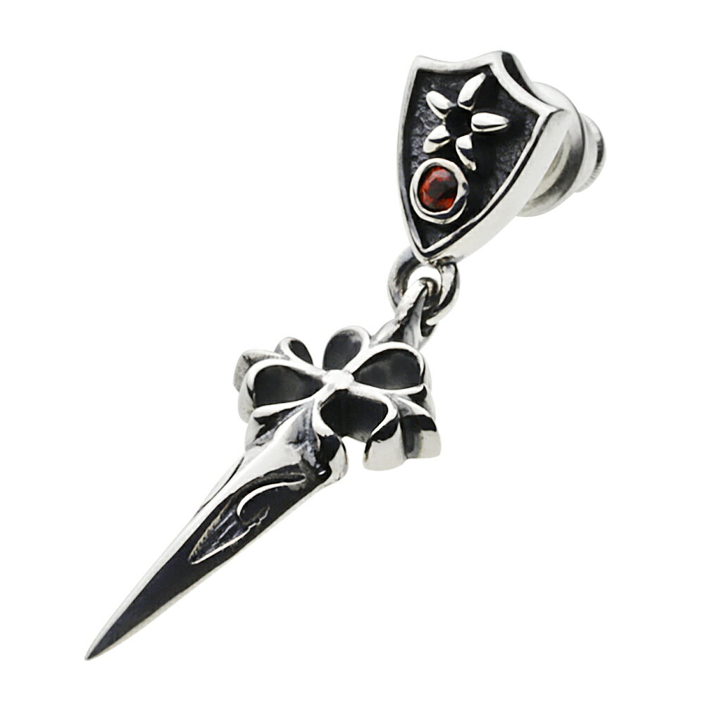 【FIGMART】シルバー925 ピアス メンズ【fe0144】18金ポスト シールド ダガー ガーネット silver925 スタッドピアス 片耳 キャッチ付...