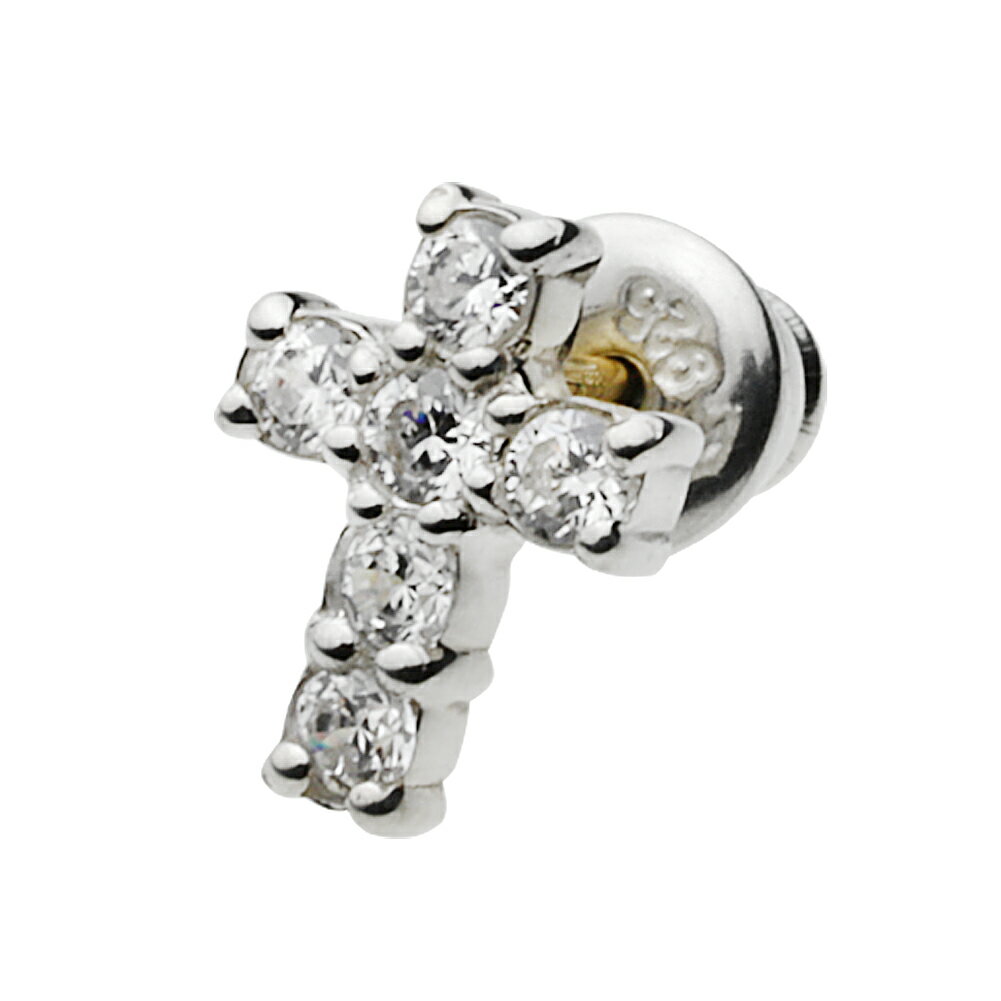 ポイント10倍【FIGMART】シルバー925 ピアス メンズ【z-fe0169】18金ポスト クロス 小さめ シンプル ジルコニア silver925 スタッドピアス 片耳 キャッチ付き 送料無料