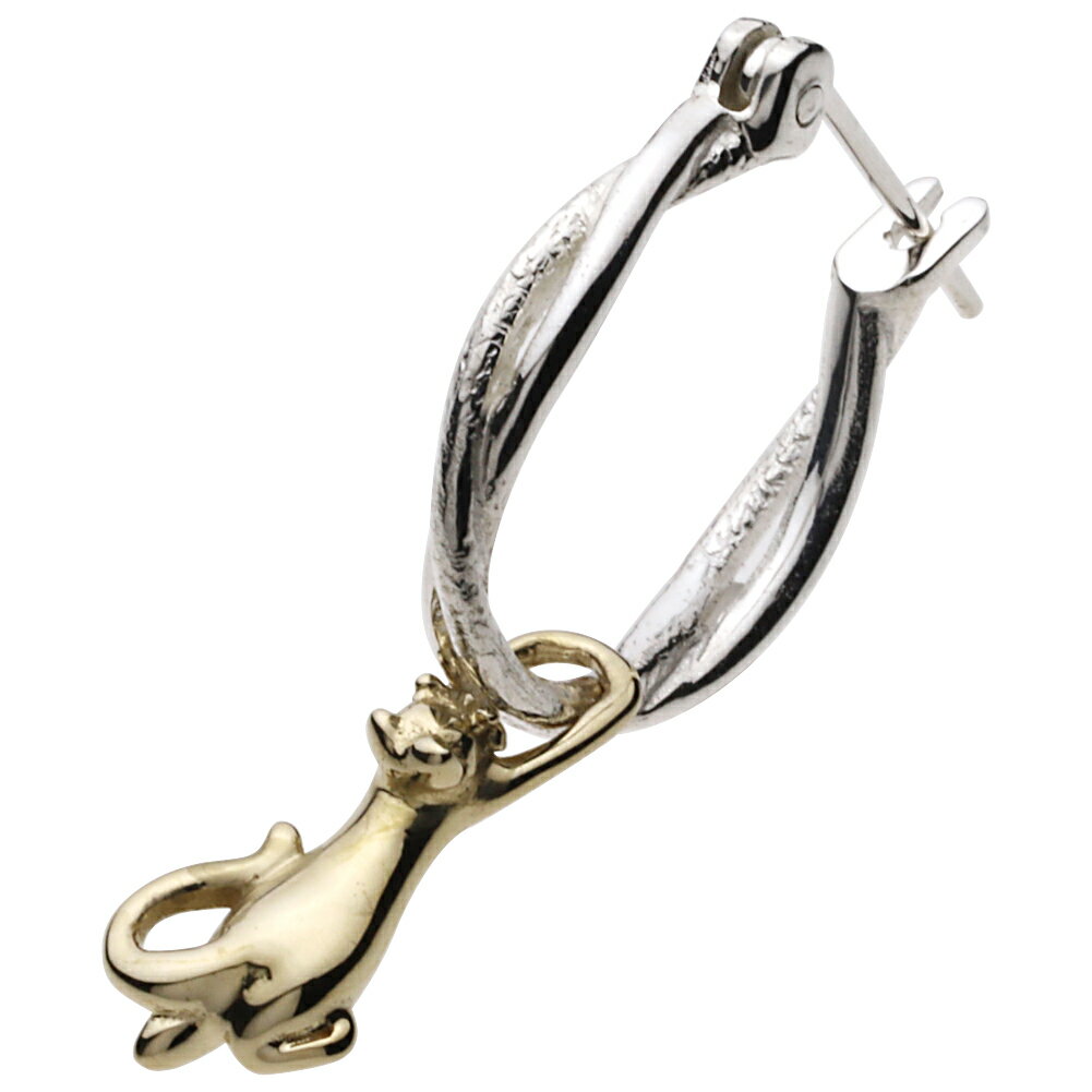 樂天商城 - 【FIGMART】 FIG-fe0201 スイングキャット ツイスト フープ ピアス シルバー925 シルバーアクセ 純銀 925 つけっぱなし わっか ワンタッチ キャッチレス キャット 猫 アニマル ツイスト 編み アメカジ ストリート アンティーク ヴィンテージ 幸運 お守り 誕生日