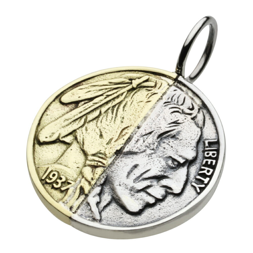 【FIGMART】シルバー925 ペンダント メンズ【fp0337】コンビネーション コイン 硬貨 ネイティブ silver..