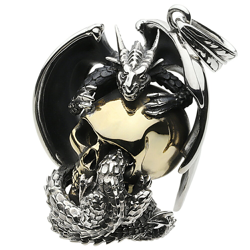 【FIGMART】シルバー925 ペンダント メンズ【fp0364】スカル 骸骨 ドラゴン 龍 silver925 ネックレス ペンダントトップ 送料無料