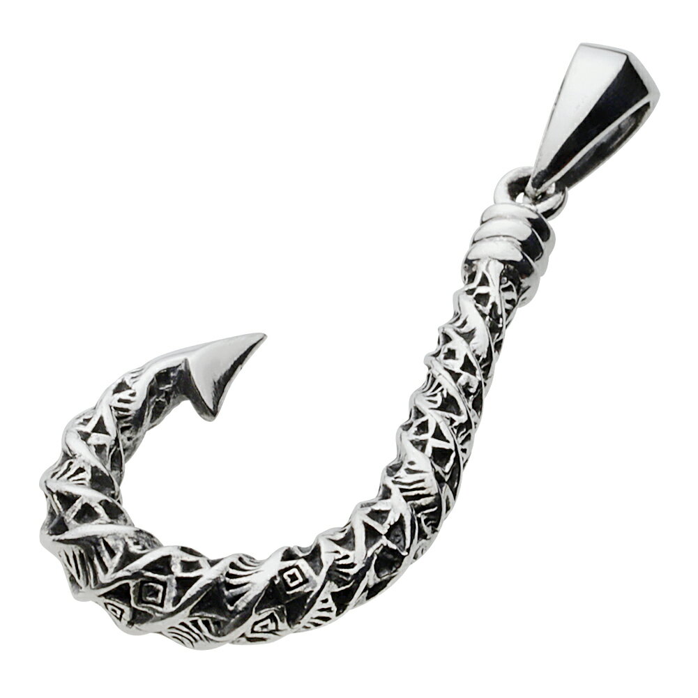【FIGMART】 FIG-z-fp0517 ネイティブ フィッシュフック ペンダント シルバアクセサリー 純銀 925 ペンダント 釣り針 フック ハワイアンジュエリー ハワジュ マオリ ポリネシアン トライバル 波 スクロール 海 サーファー 釣り 幸運 ラッキー 漁師 大漁 ツイスト スパイラル
