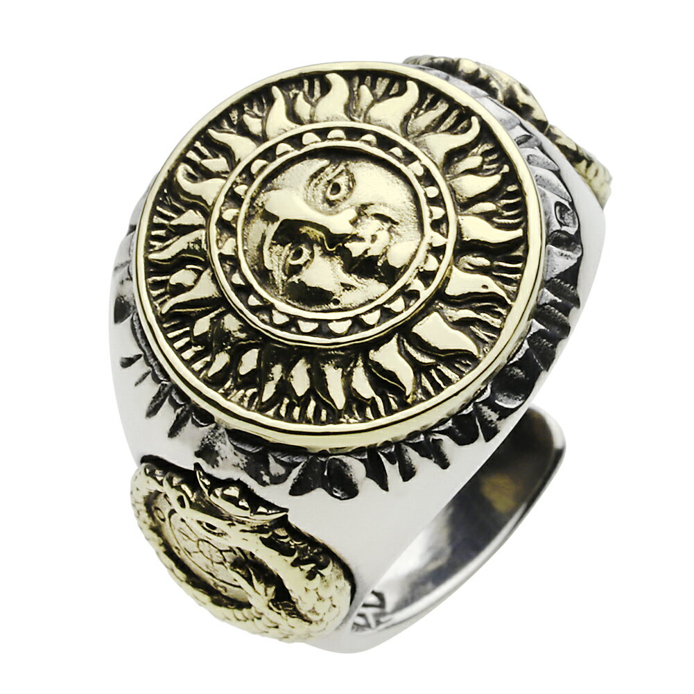 シルバー アクセサリー シルバーリング シルバー925 サン メンズ プレゼント 指輪 神 太陽 真鍮 フリーサイズ