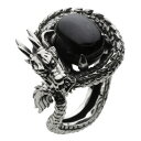 【FIGMART】シルバー925 リング メンズ【z-fr0469】ブラックスター ドラゴン 龍 辰 竜 巻き付き フリーサイズ 送料無料(4)