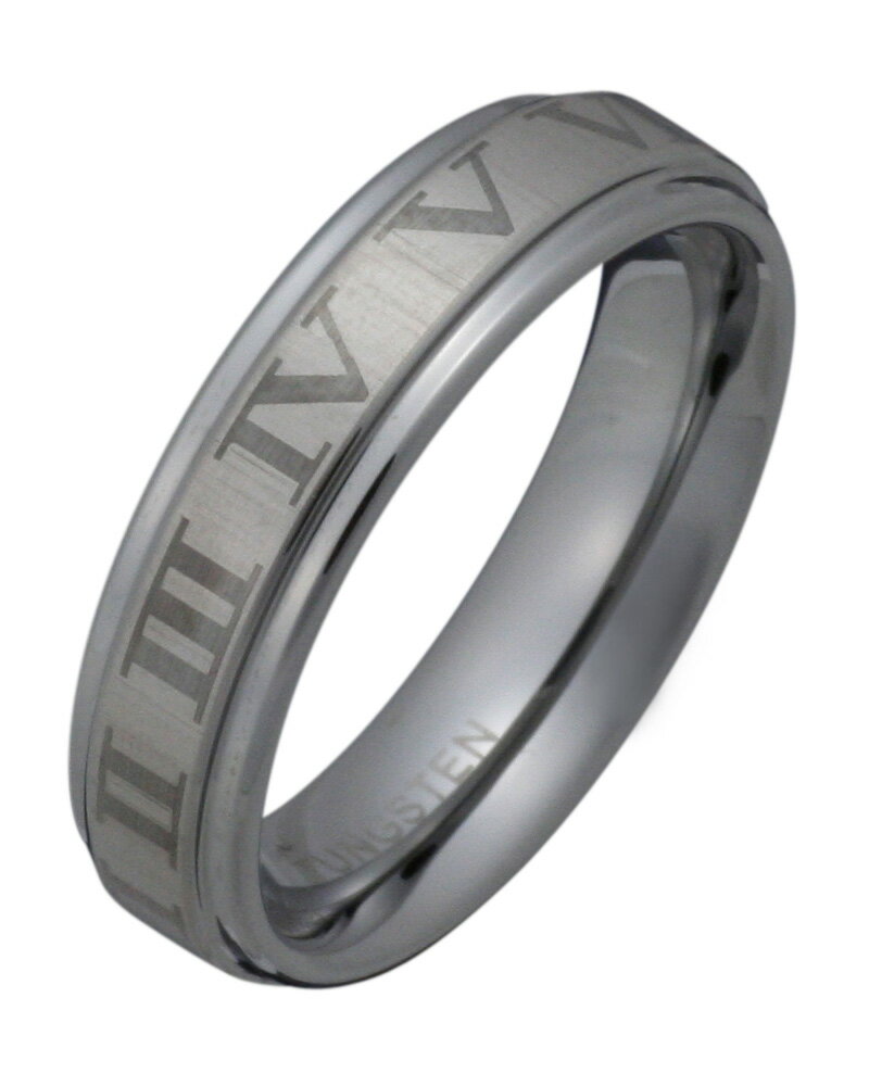【FIGMART】タングステン リング メンズ【fr8034】ローマ数字 シンプル スタイリッシュ レアメタル 指輪 送料無料