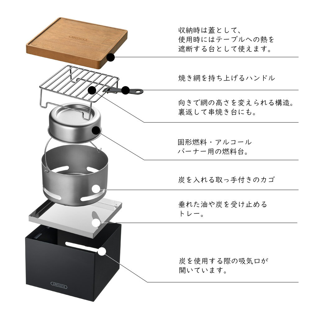 APELUCA アペルカ テーブルトップグリル TABLETOP GRILL 収納袋付き | 卓上グリル ...