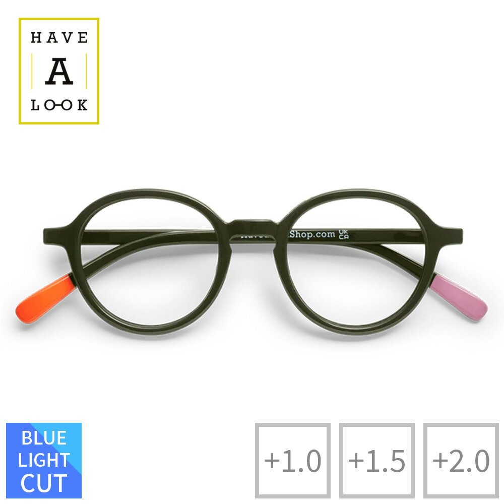 Have A Look ハブアルック ブルーライトカット付きリーディンググラス CIRCLE SLIM Dark green ダークグリーン | シニアグラス 老眼鏡 セルフレーム フルリム ラウンド ボストン 男女兼用 視力補正 メガネ 眼鏡 めがね おしゃれ ギフト