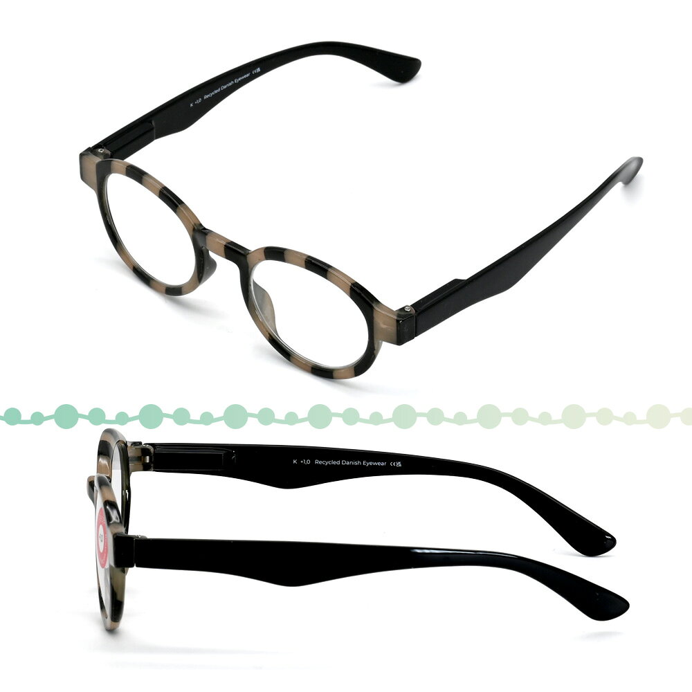 OjeOje オイオイ リーディンググラス K Zebra / Black ゼブラ ブラック ストライプ | シニアグラス 老眼鏡 セルフレーム フルリム ボストン ラウンド 男女兼用 視力補正 メガネ 眼鏡 めがね おしゃれ ボーダー ツートン 3
