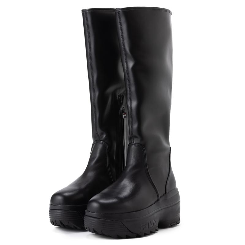 《交換不可・返品不可》FILA フィラ ブーツ Disruptor Wedge Long Boots ディスラプター ウェッジ ロングブーツ BLACK ブラック シューズ レディース ユニセックスWFW22123001 黒