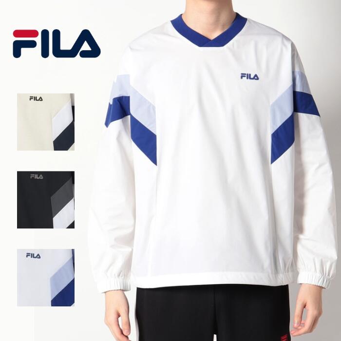 楽天fila annexFILA フィラ Vネックウーブン プルオーバー FL6957 Men's Performance Stretch Comfort Fit V－Neck Pullover WHITE SAND BLACK ホワイト サンド ブラック メンズ レディース ユニセックス 黒 白 限定 Han sohee ハンソヒ