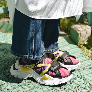 在庫限り【outlet / 処分特価品】5SM01536028 ELECTROVE SANDALエレクトローブ サンダル BLACK/PURPLE CACTUS FLOWER/MANDARIN RED【レディース サンダル 厚底 FILA フィラ】