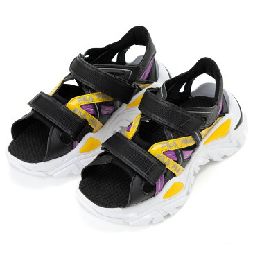 在庫限り【outlet / 処分特価品】5SM01536028 ELECTROVE SANDALエレクトローブ サンダル BLACK/PURPLE CACTUS FLOWER/MANDARIN RED【レディース サンダル 厚底 FILA フィラ】