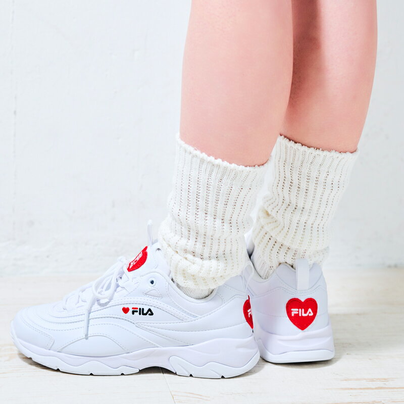 在庫限り【outlet / 処分特価品】UFW22116125 FILARAY HEART(フィラレイ ハート) WHITE/FILA RED/PINK【ハートパック レディース ホワイト 白 復刻 FILA フィラ スニーカー】