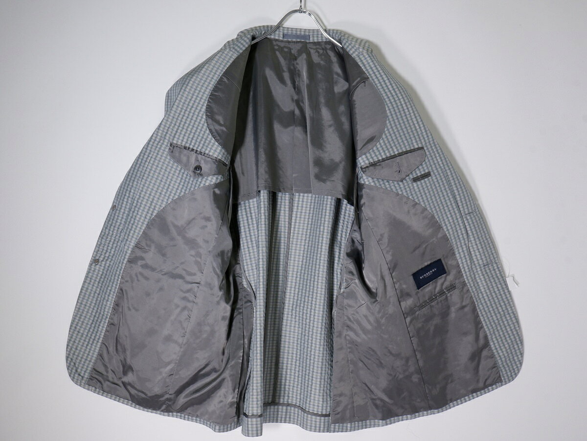 BURBERRY LONDONバーバリー ロンドン 日本製 上質シルク100％ 水牛ボタン チェックテーラードジャケット MJK filt-10065653 ブランド古着の買取販売 渋谷FILT サンプル画像3