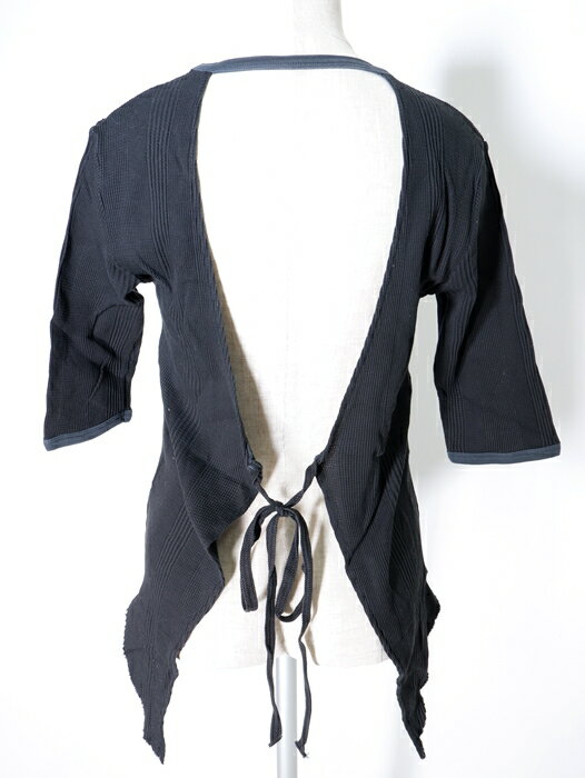 R JUBILEEアールジュビリー サーマル バックオープン5部袖カットソー【LTSA61601】【墨黒】【S】【中古】【沖縄.離島以外 送料無料】【DM210317】