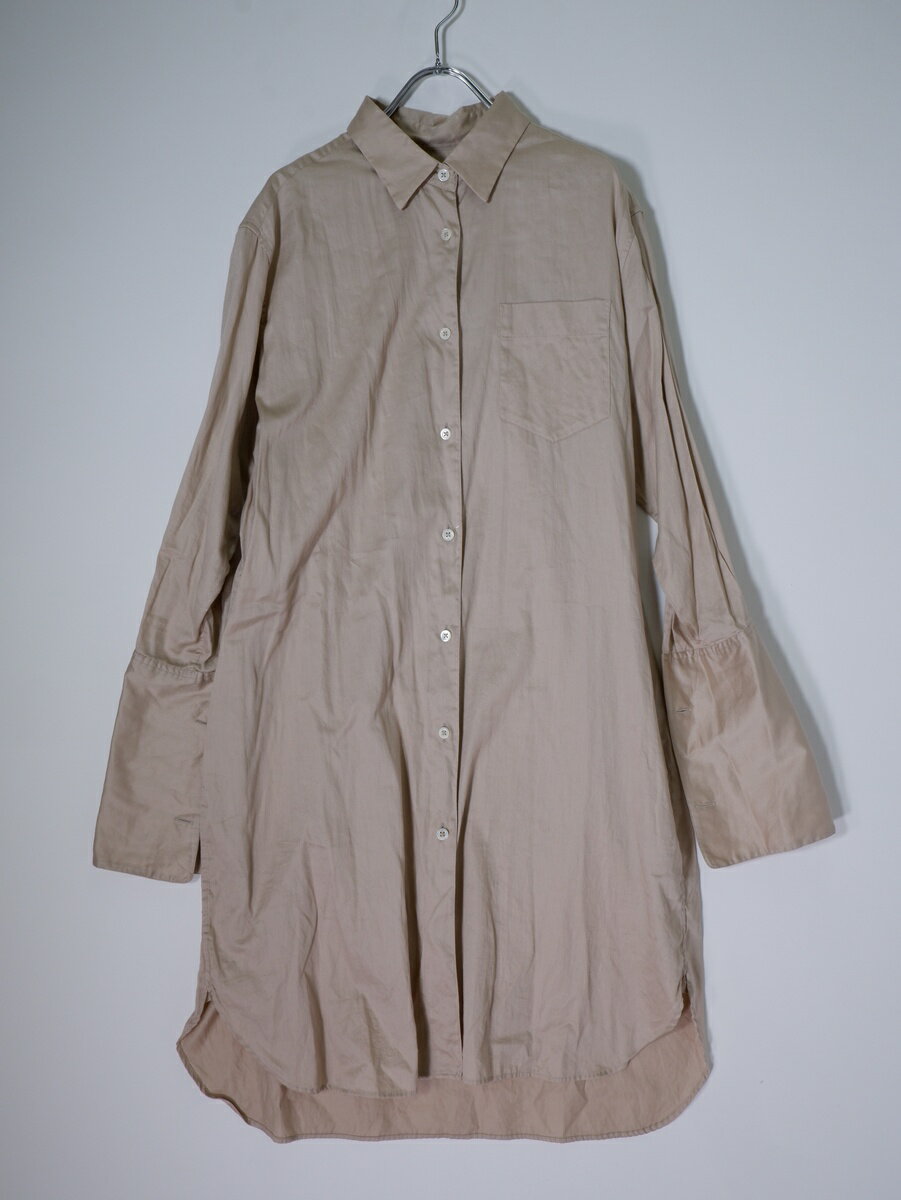 Rakuten - MARGARET HOWELLマーガレットハウエル COTTON SATINコットンサテン ダブルカフス ロングシャツドレス ワンピース【LOPA82304】【ベージュピンク系】【1】【中古】【沖縄.離島以外 送料無料】【DM260602】
