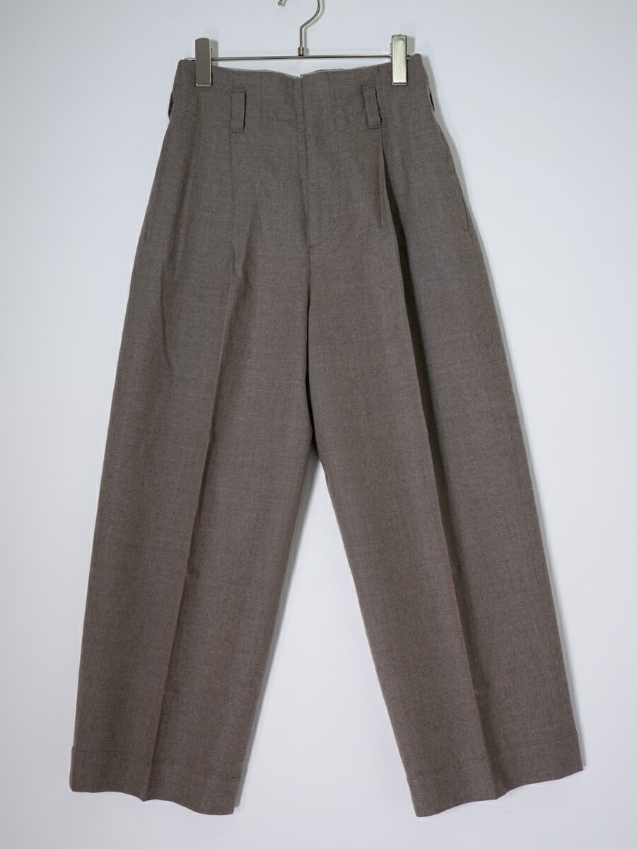 MARGARET HOWELLマーガレットハウエル LIGHT FLANNEL TROUSERS ライトフランネルウール ワイドトラウザーズ パンツ【LPTA81006】【グレージュ系】【0】【中古】【沖縄.離島以外 送料無料】【DM260224】