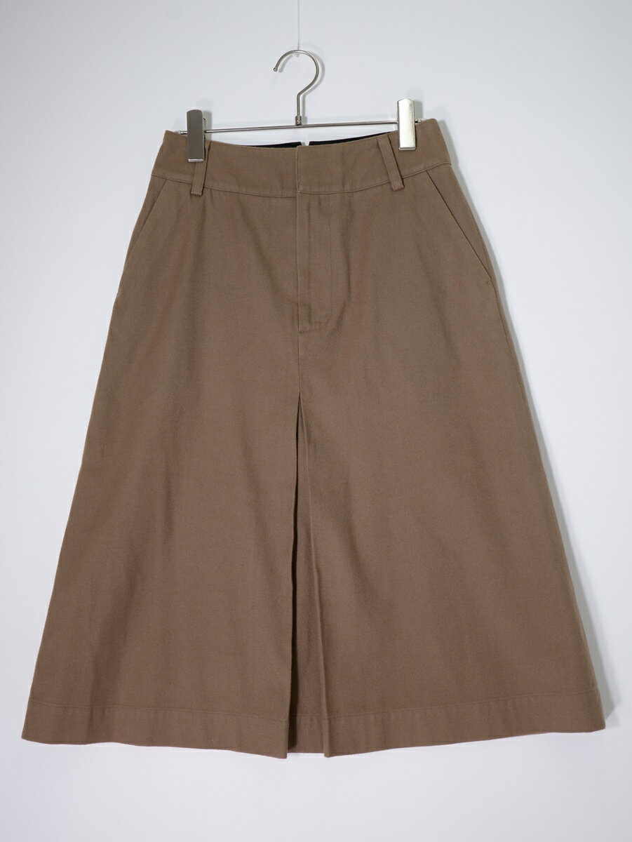 MARGARET HOWELLマーガレットハウエル BRUSHED COTTON WOOL SKIRT ウールコットンセンタープリーツスカート【LSKA79907】【KHAKI】【1】【中古】【沖縄.離島以外 送料無料】【DM251111】