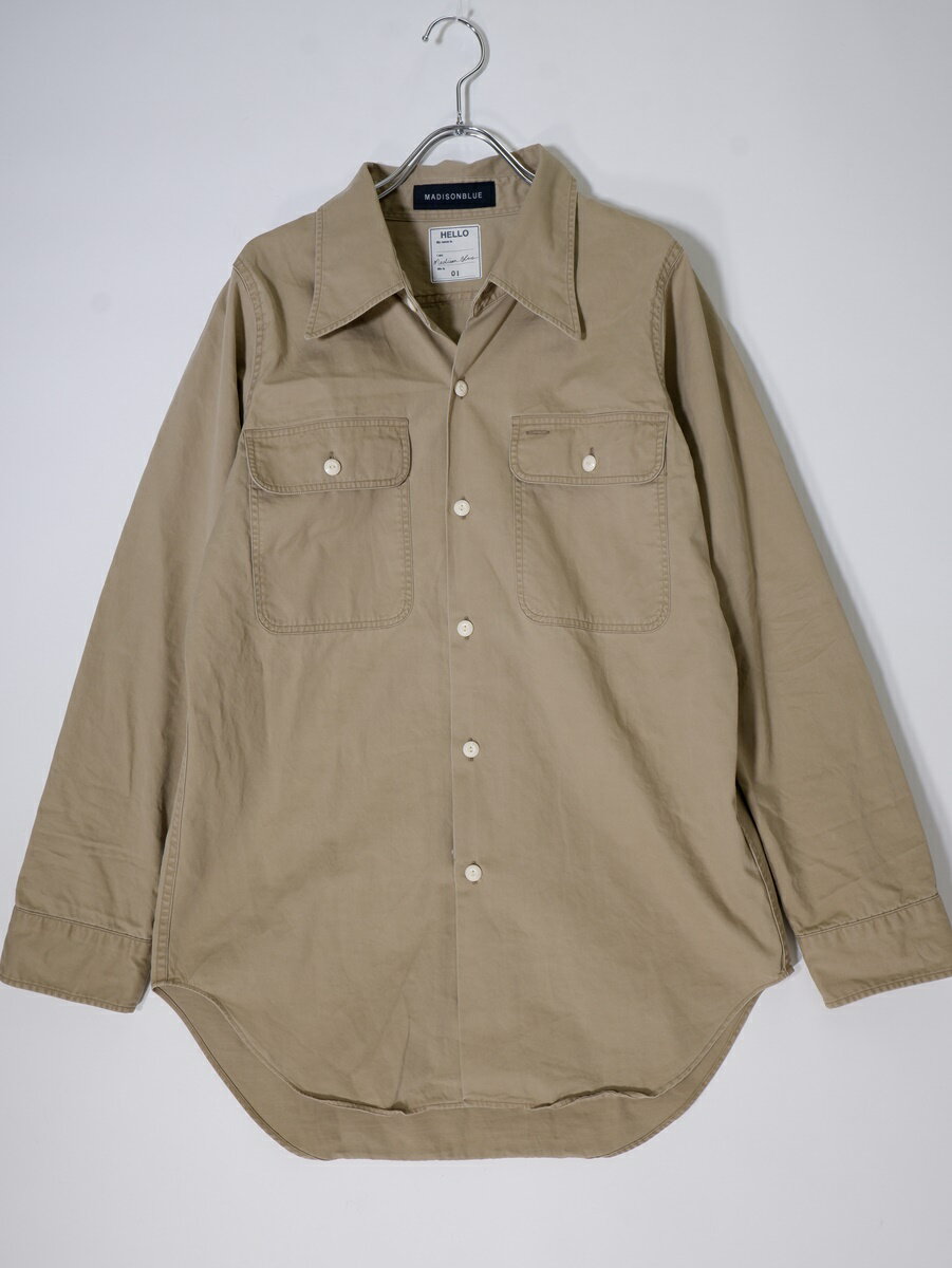 MADISON BLUE/マディソンブルー 2021SS MB211-5007 HAMPTON SHIRT C/LI ハンプトン コットンリネンシャツ【LSHA74708】【ベージュ】【01(S)】【中古】【沖縄.離島以外 送料無料】【DM240415】