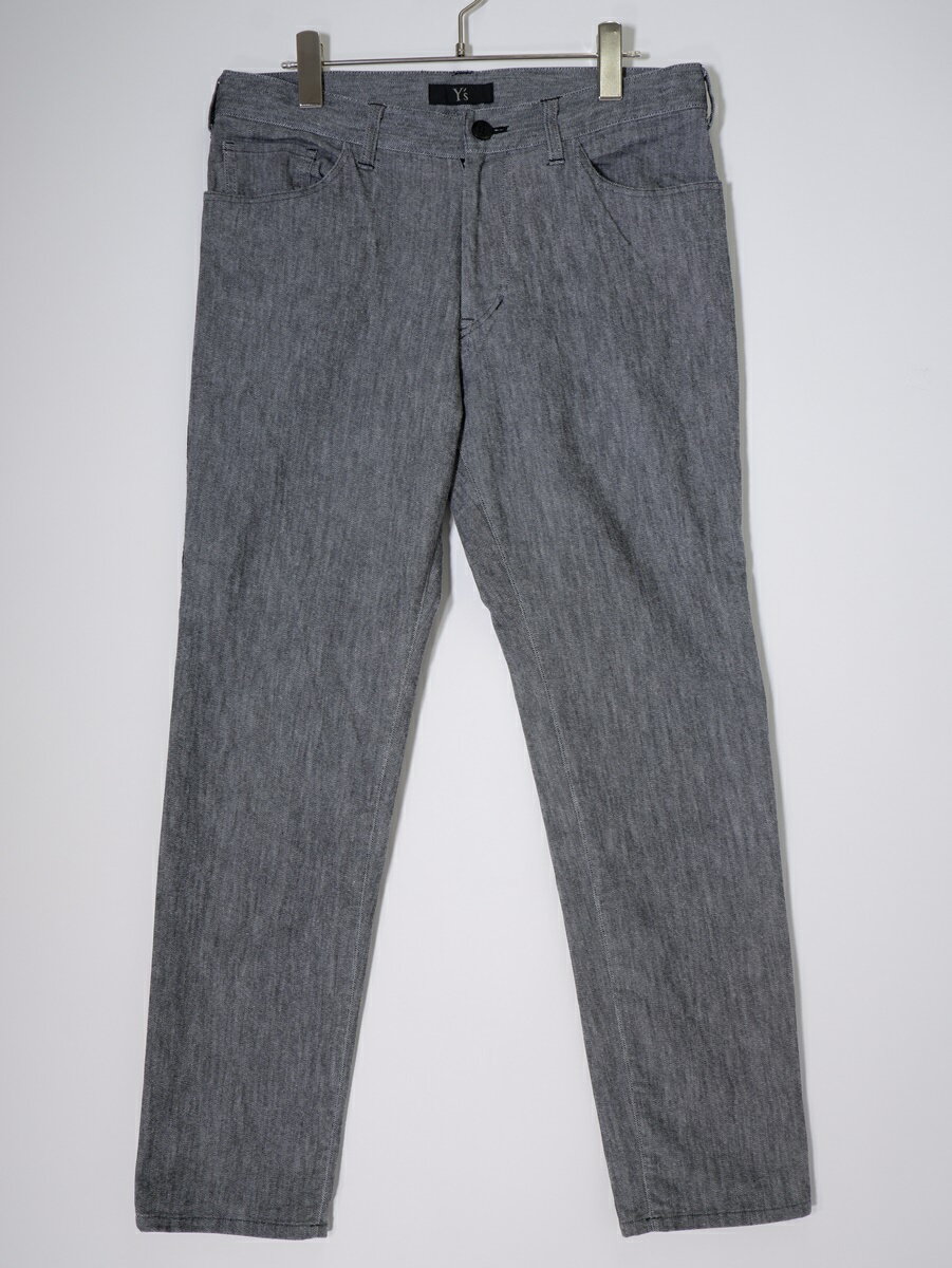 Y'sワイズ(ヨウジヤマモト) サイドリブ切替 ストレッチテーパードパンツ【LPTA79309】【グレー|ブラック】【2】【中古】【沖縄.離島以外 送料無料】【DM250902】