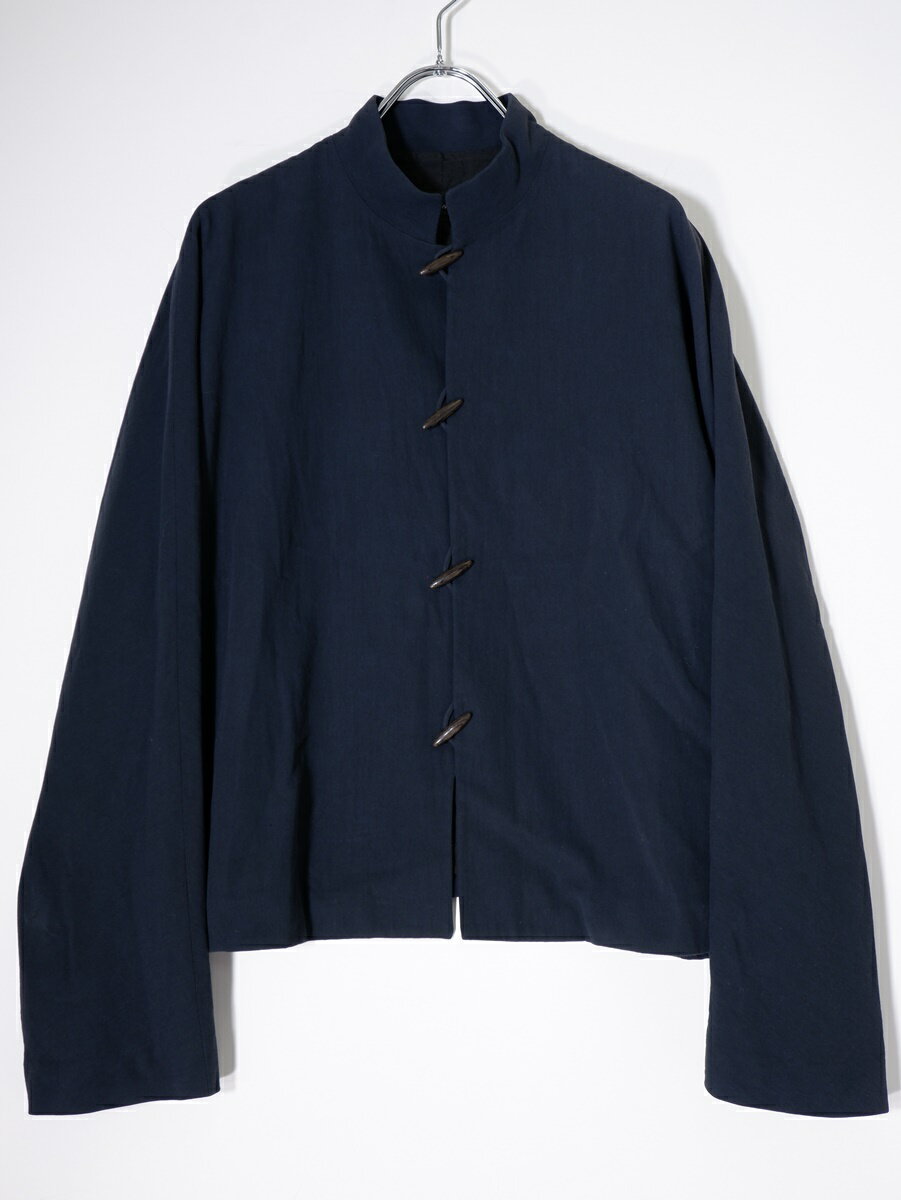 JURGEN LEHLヨーガンレール ウッドボタン スタンドカラーショートジャケット【LJKA79510】【ネイビー】【M】【中古】【沖縄.離島以外 送料無料】【DM250930】